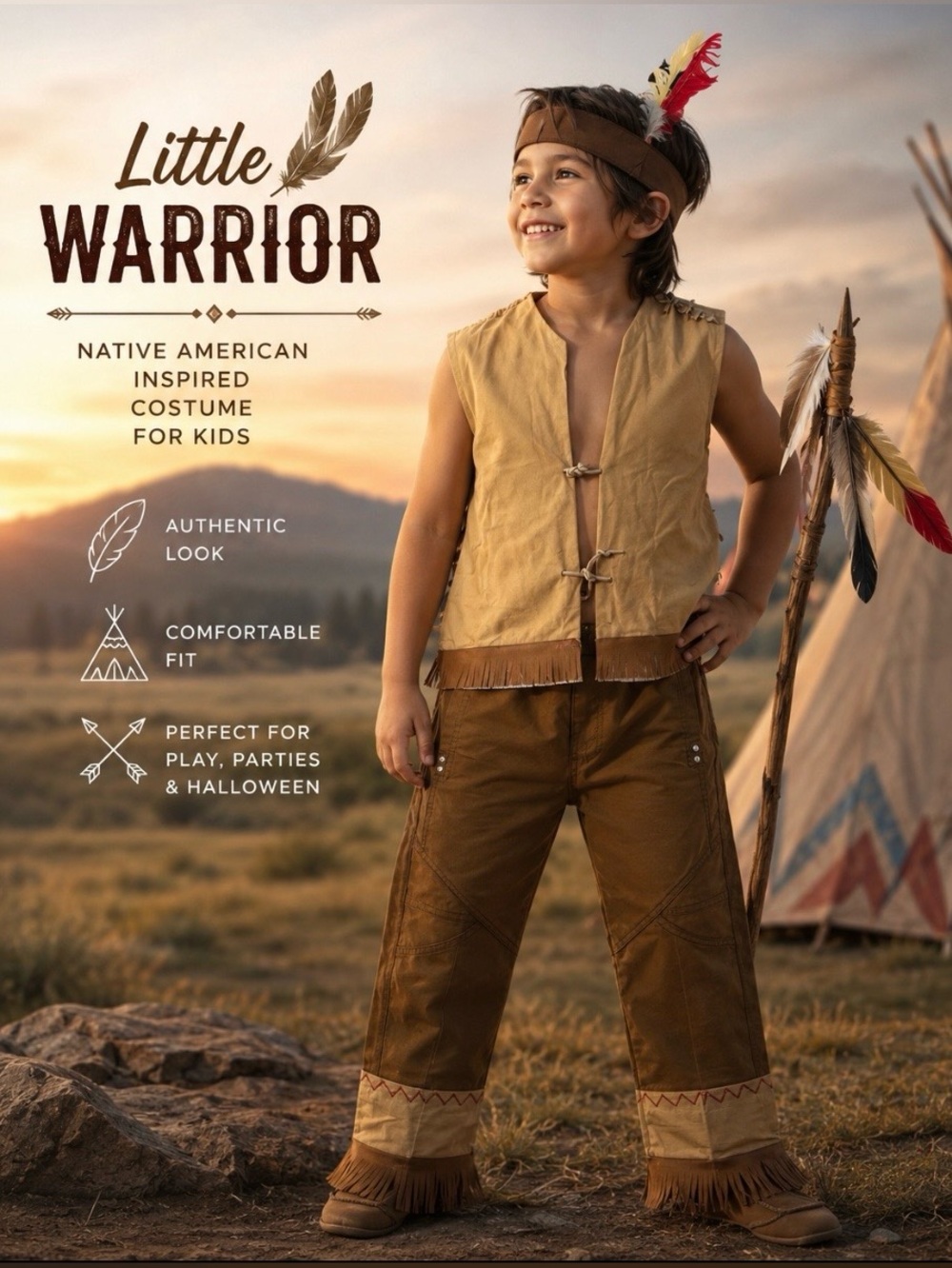 Little Warrior Native American Inspired Kids Costume